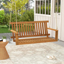 2-Seat Acacia Wood Porch Swing Bench with 2 Hanging Hemp Ropes by LJGDeals