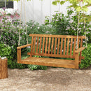 2-Seat Acacia Wood Porch Swing Bench with 2 Hanging Hemp Ropes by LJGDeals