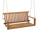 2-Seat Acacia Wood Porch Swing Bench with 2 Hanging Hemp Ropes by LJGDeals