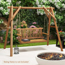 2-Seat Acacia Wood Porch Swing Bench with 2 Hanging Hemp Ropes by LJGDeals