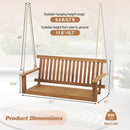 2-Seat Acacia Wood Porch Swing Bench with 2 Hanging Hemp Ropes by LJGDeals
