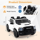2 Seater 24V Ride on Toy for Big Kids Licensed Ram Truck with Remote and Music