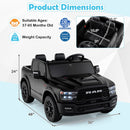 2 Seater 24V Ride on Toy for Big Kids Licensed Ram Truck with Remote and Music