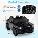 2 Seater 24V Ride on Toy for Big Kids Licensed Ram Truck with Remote and Music by LJGDeals