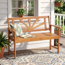 2-Seater Acacia Wood Loveseat Bench with Backrest by LJGDeals