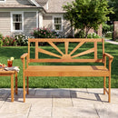 2-Seater Acacia Wood Loveseat Bench with Backrest by LJGDeals