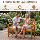 2-Seater Acacia Wood Loveseat Bench with Backrest by LJGDeals