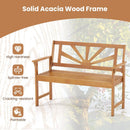 2-Seater Acacia Wood Loveseat Bench with Backrest by LJGDeals