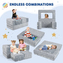 2 Seater Kids Play Couch with Removable and Machine Washable Flannel Cover-Gray