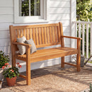 2-Seater Wooden Outdoor Bench with Backrest and Armrests by DirectDeals