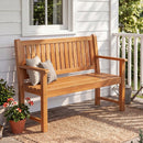 2-Seater Wooden Outdoor Bench with Backrest and Armrests by LJGDeals