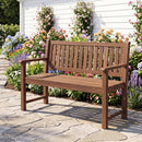 2-Seater Wooden Outdoor Bench with Backrest and Armrests by DirectDeals
