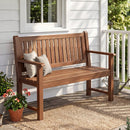 2-Seater Wooden Outdoor Bench with Backrest and Armrests by DirectDeals