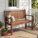 2-Seater Wooden Outdoor Bench with Backrest and Armrests by LJGDeals