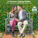 2 Seats Outdoor Glider Bench with Armrests and Slatted Seat-Gray