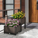 2 Set Elevated Plastic Raised Garden Bed Planter Kit for Flower Vegetable Grow-Brown by LJGDeals
