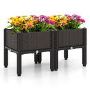 2 Set Elevated Plastic Raised Garden Bed Planter Kit for Flower Vegetable Grow-Brown by LJGDeals