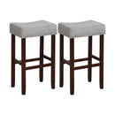 29 Inch Set of 2 Height Upholstered Bar Stool with Solid Rubber Wood Legs and Footrest-Gray by LJGDeals