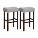 2 Set of 29 Inch Height Upholstered Bar Stool with Solid Rubber Wood Legs and Footrest-Beige by DirectDeals