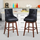 2 Pieces 29 Inch Pub Height Swivel Upholstered Bar Stools with Wood Legs-29 inches by LJGDeals