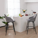 2 Pieces 29.5 Inch Pub Height Swivel Velvet Bar Stools with Metal Legs-Gray by LJGDeals