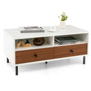 2 Tier 40 Inch Length Modern Rectangle Coffee Table with Storage Shelf and Drawers-White by LJGDeals
