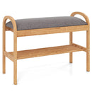 2-Tier Bamboo Shoe Bench with Storage and Padded Cushion-Gray by LJGDeals