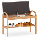 2-Tier Bamboo Shoe Bench with Storage and Padded Cushion-Gray by LJGDeals