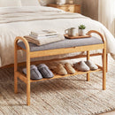 2-Tier Bamboo Shoe Bench with Storage and Padded Cushion-Gray by LJGDeals