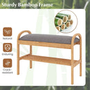 2-Tier Bamboo Shoe Bench with Storage and Padded Cushion-Gray by LJGDeals