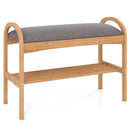 2-Tier Bamboo Shoe Bench with Padded Cushion and Shelf-Gray by LJGDeals