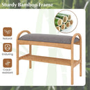 2-Tier Bamboo Shoe Bench with Padded Cushion and Shelf-Gray by LJGDeals