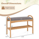 2-Tier Bamboo Shoe Bench with Padded Cushion and Shelf-Gray by LJGDeals