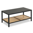 2-Tier Boho Coffee Table with Rattan Storage Shelf by DirectDeals