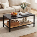 2-Tier Boho Coffee Table with Rattan Storage Shelf by LJGDeals
