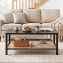 2-Tier Boho Coffee Table with Rattan Storage Shelf by LJGDeals