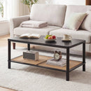 2-Tier Boho Coffee Table with Rattan Storage Shelf by LJGDeals