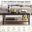 2-Tier Boho Coffee Table with Rattan Storage Shelf by LJGDeals