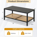 2-Tier Boho Coffee Table with Rattan Storage Shelf by DirectDeals