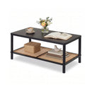 2-Tier Boho Coffee Table with Rattan Storage Shelf by LJGDeals