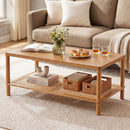 2-Tier Boho Coffee Table with Rattan Storage Shelf by LJGDeals