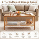 2-Tier Boho Coffee Table with Rattan Storage Shelf by LJGDeals