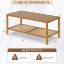 2-Tier Boho Coffee Table with Rattan Storage Shelf by DirectDeals