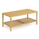 2-Tier Boho Coffee Table with Rattan Storage Shelf by LJGDeals