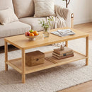 2-Tier Boho Coffee Table with Rattan Storage Shelf by LJGDeals