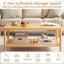2-Tier Boho Coffee Table with Rattan Storage Shelf by LJGDeals
