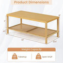 2-Tier Boho Coffee Table with Rattan Storage Shelf by LJGDeals
