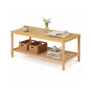 2-Tier Boho Coffee Table with Rattan Storage Shelf by LJGDeals