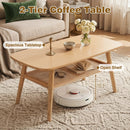 2-Tier Rattan Coffee Table with Rounded Corners by LJGDeals