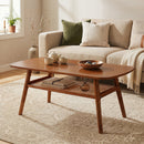 2-Tier Rattan Coffee Table with Rounded Corners by DirectDeals